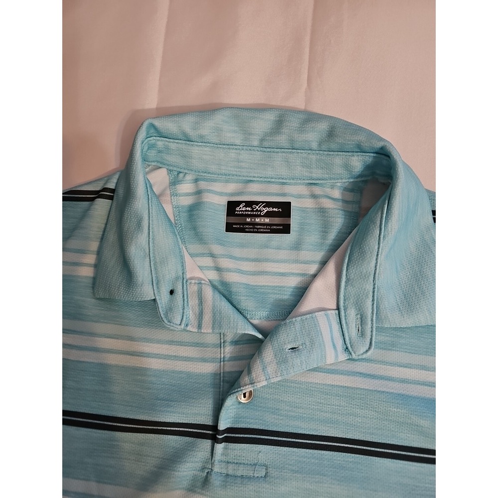 BEN HOGAN Performance Light Blue Stripe Golf Shirt Polo Shirt Women's M New - Picture 3 of 5
